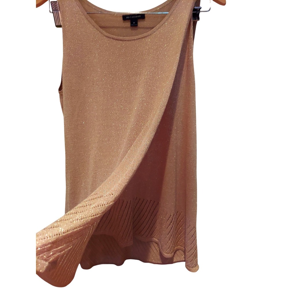 H by Halston Womens Rose Gold Metallic Knit Sleeveless Tank Top A277939 Size M